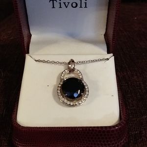 Yellow gold filled man made sapphire necklace
